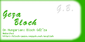 geza bloch business card
